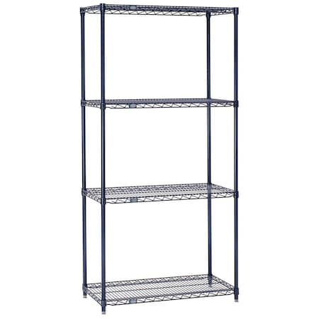 Nexel on Wire Shelving, Blue Epoxy, 48W X 14D X 86H 14488N